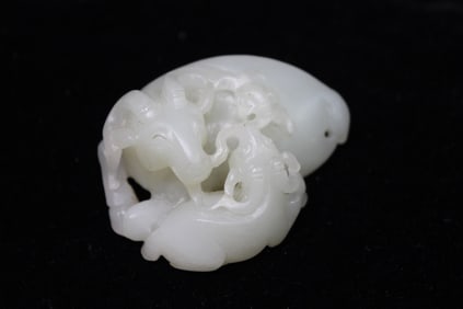 Chinese Jade Carved Two Goat Group