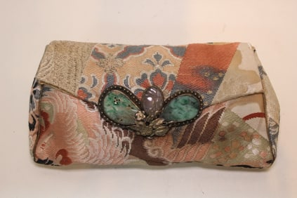 Chinese Silk Handbag w Jadeite Latch