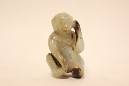 Antique Chinese Jade Carved Monkey,Probally