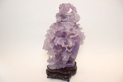Amethyst Carved Lid Vase