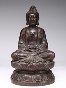 Chinese Bamboo Carved Buddha Statue