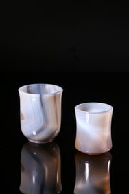 Two Natural Agate Cups Set