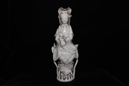 Chinese Blanc De Porcelain Guanyin Statue