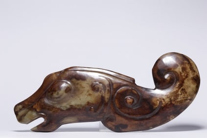 Chinese Archaic Jade Carved Dragon Plaque