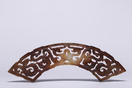 Chinese Archaic Jade Carved Dragon and Phoenix Pla