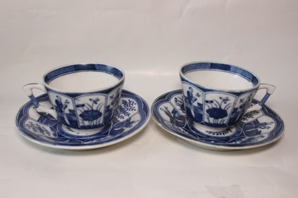Pair of Chinese Blue and White Cup and Saucer