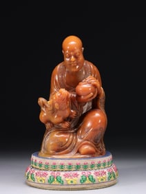 Chinese Soapstone Carved Luohan Figural