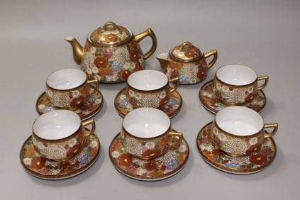 Japanese Porcelain Cups and Teapot Set ,Mark