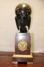 Antique French Empire Eagle Bronze and Marble Mant