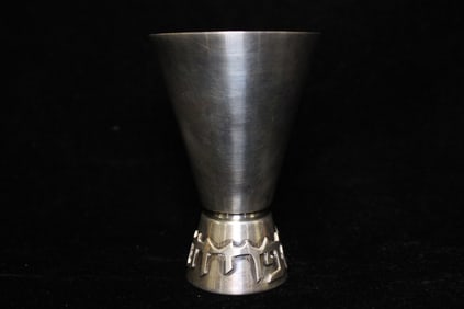 Signed"Wolpert",Sterling Silver Kiddish Cup w Hebr