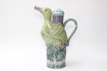 Chinese Famille rose duck shape wine ewer