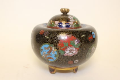 Antique Japanese Cloisonne Cover Incense Burner