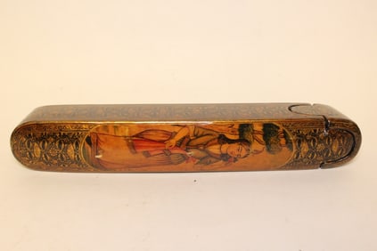 19th.C Fine Persian Qajar Papier Mache Pen Box.