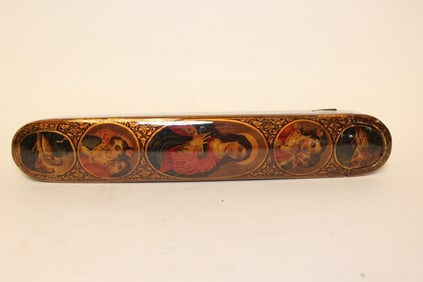 19th.C Fine Persian Qajar Papier Mache Pen Box.