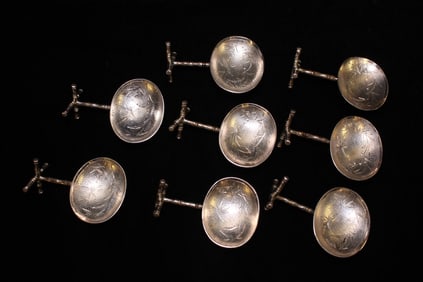 Lots of 8 Japanese Sterling Silver Spoons