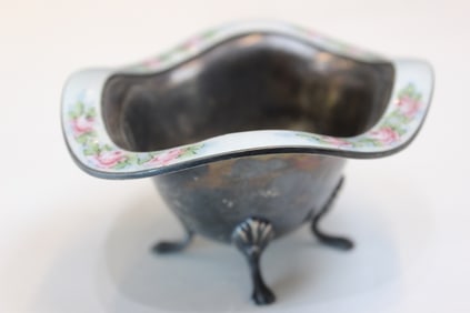 Enamel Sterling Silver Bowl on Foot