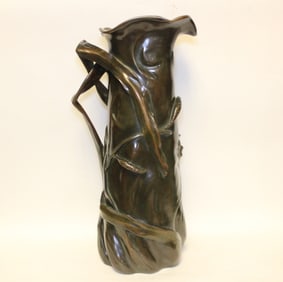 Art-Nouveau Signed Bronze Vase