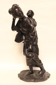 Japanese Bronze Mother Carry a Baby