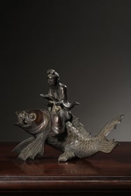 Chinese Bronze Figural and Fish