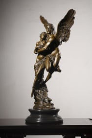 Bonze Psyche and Cupid Sculpture w Original Base