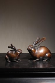 Two Bronze Rabbits