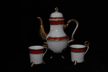 Fine Porcelain Cup and Teapot Set