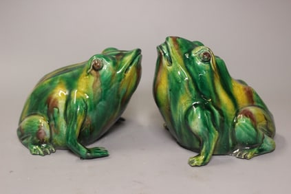 Pair of Chinese Porcelain Sancai Frog