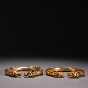 Pair of Chinese Gilt Bronze Bangles