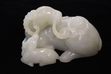Chinese Jade Carved Goats Group