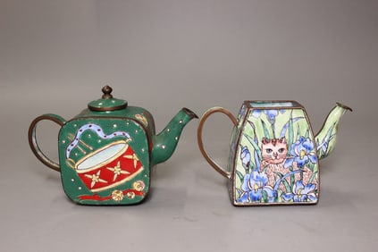 Two Chinese Cloisonne Ink Teapot