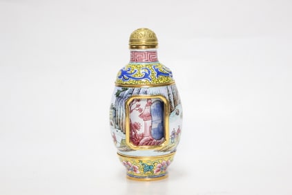 CHINESE ENAMEL ROTATING SNUFF BOTTLE