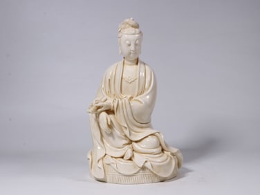 Chinese Blanc De Porcelain Guanyin Statue