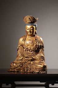 Chinese Wood Carved Guanyin Statue