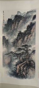 Chinese Ink Color Landscape Scroll Painting