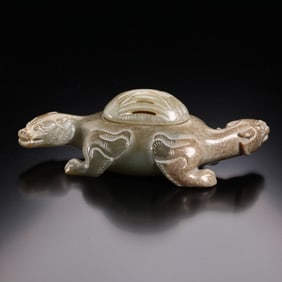 Chinese Jade Carved Beast Incense Burner