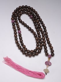 A Chengxiang Wood Beads Prayer Necklace w Tourmali