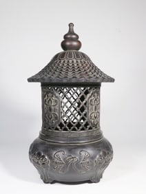 Chinese Zitan Wood Incense Burner w Bats