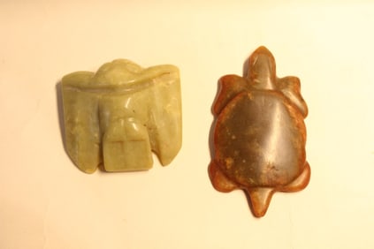 Two Chinese Jade Carved Turtle and Eagle