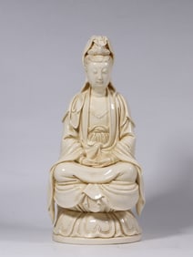 Chinese Blanc De Porcelain Guanyin Statue