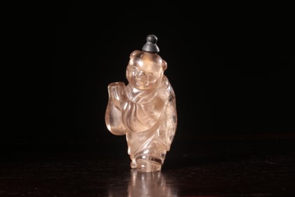 Chinese Crystal Carved Figural Boy Snuff Bottle