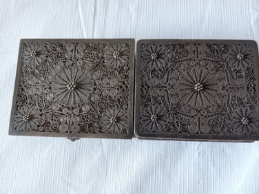 Two Antique Chinese Dragon Jewelry Silver Box