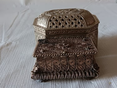 Two Antique Jewelry Silver Box