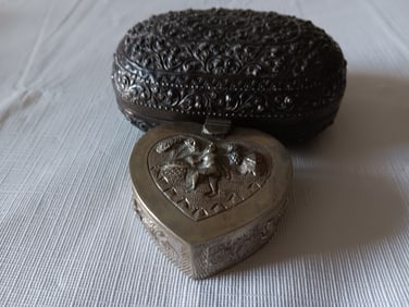 Two Antique Jewelry Silver Box