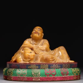 Chinese Soapstone Carved Luohan Figurine