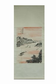 Chinese Ink Color Scroll Painting w Signed