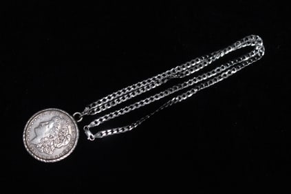 1921 $1 Morgan Silver Dollar Pendant Necklace