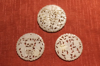 Three Chinese Jade Carved Plaques