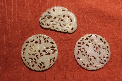 Three Chinese Jade Carved Plaques