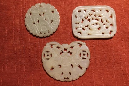 Three Chinese Jade Carved Plaques