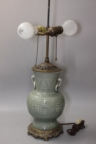 19th.C Chinese Glazed Porcelain Vase made into Lam